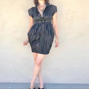 C. luce Black lab coat DRESS JACKET long metallic pockets overcoat avant-garde
